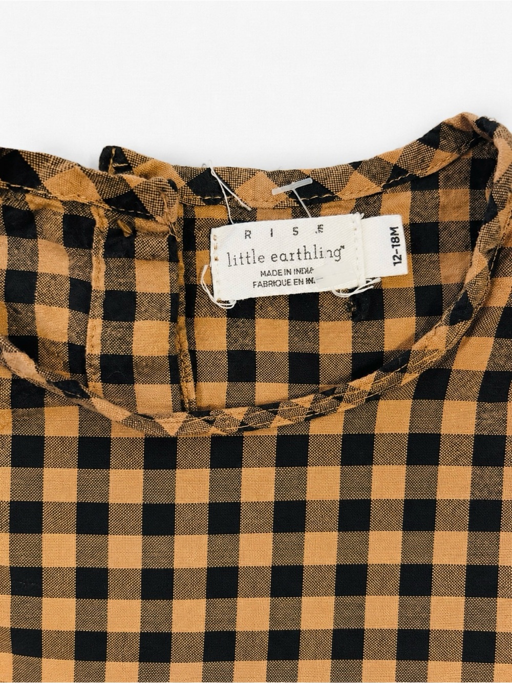 Gingham Ruffle Baby Dress in Mustard & Black - Picture 3 of 3